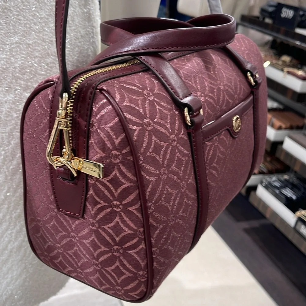 MICHAEL KORS JST TRAVEL MEDIUM DUFFLE SATCHEL SHOULDER CROSSBODY BAG MK OXBLOOD - Picture 7 of 16